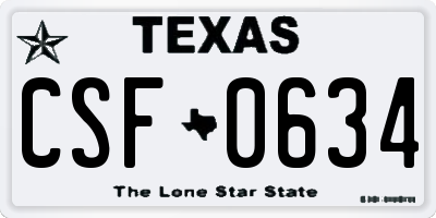 TX license plate CSF0634