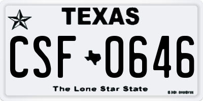 TX license plate CSF0646
