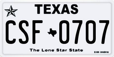 TX license plate CSF0707