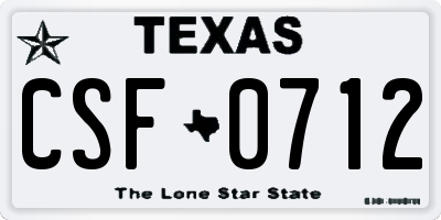 TX license plate CSF0712