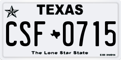 TX license plate CSF0715