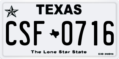 TX license plate CSF0716