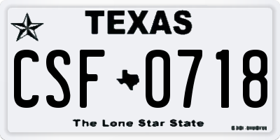 TX license plate CSF0718
