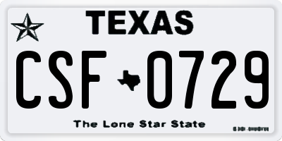 TX license plate CSF0729