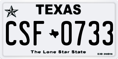 TX license plate CSF0733