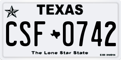 TX license plate CSF0742