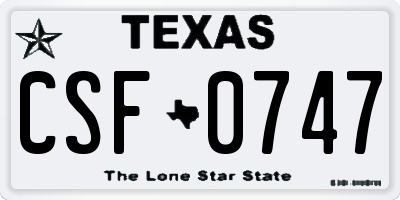 TX license plate CSF0747