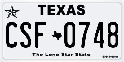 TX license plate CSF0748