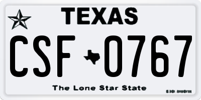TX license plate CSF0767