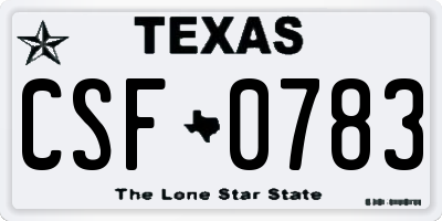 TX license plate CSF0783