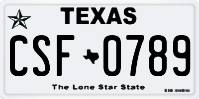 TX license plate CSF0789