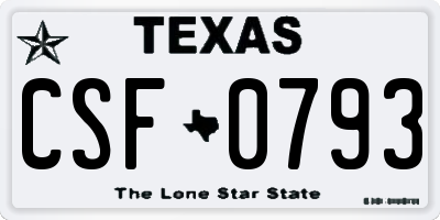 TX license plate CSF0793