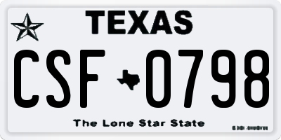 TX license plate CSF0798