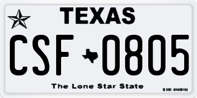TX license plate CSF0805