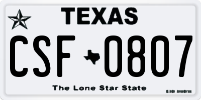 TX license plate CSF0807