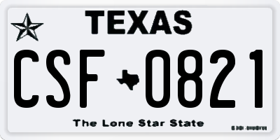 TX license plate CSF0821