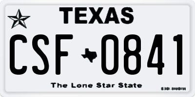 TX license plate CSF0841