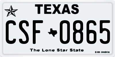 TX license plate CSF0865