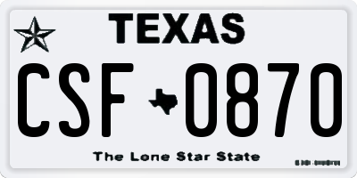 TX license plate CSF0870