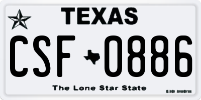 TX license plate CSF0886
