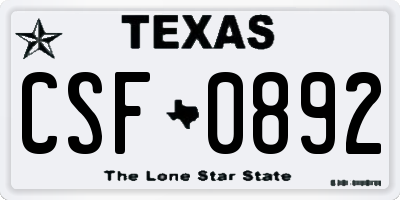 TX license plate CSF0892
