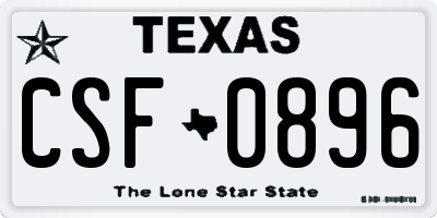 TX license plate CSF0896