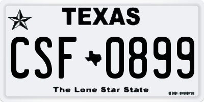 TX license plate CSF0899