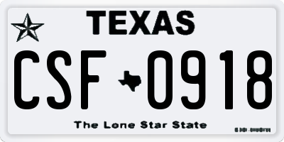 TX license plate CSF0918