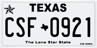 TX license plate CSF0921