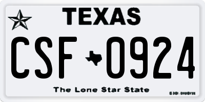 TX license plate CSF0924