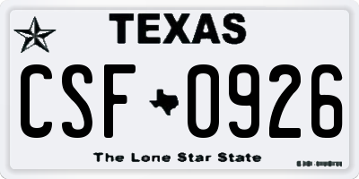 TX license plate CSF0926