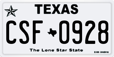 TX license plate CSF0928