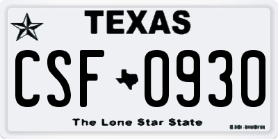 TX license plate CSF0930