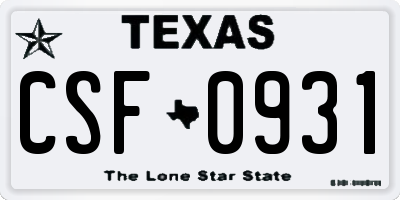 TX license plate CSF0931