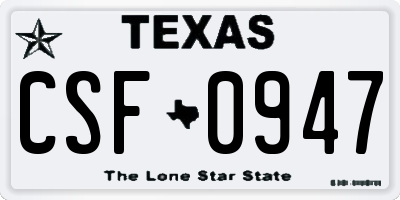 TX license plate CSF0947