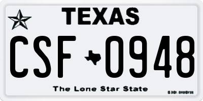 TX license plate CSF0948