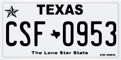 TX license plate CSF0953