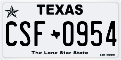 TX license plate CSF0954