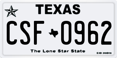 TX license plate CSF0962