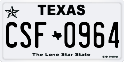 TX license plate CSF0964
