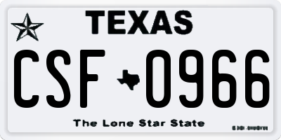TX license plate CSF0966