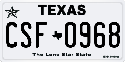 TX license plate CSF0968