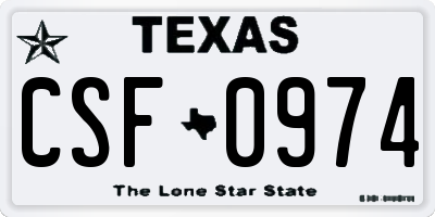 TX license plate CSF0974