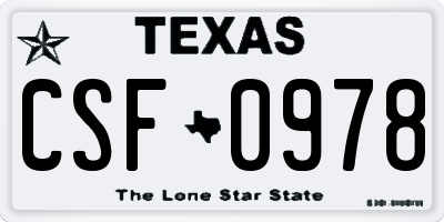 TX license plate CSF0978
