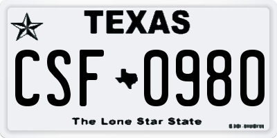 TX license plate CSF0980