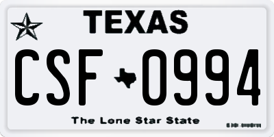 TX license plate CSF0994