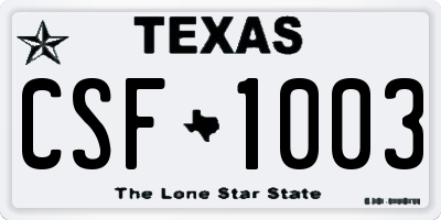 TX license plate CSF1003