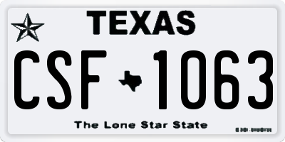 TX license plate CSF1063