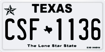 TX license plate CSF1136