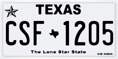 TX license plate CSF1205